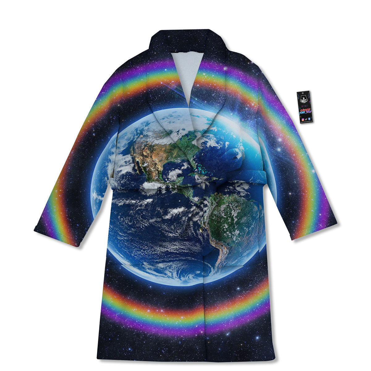 Rainbow The Earth Print Bathrobe-grizzshop
