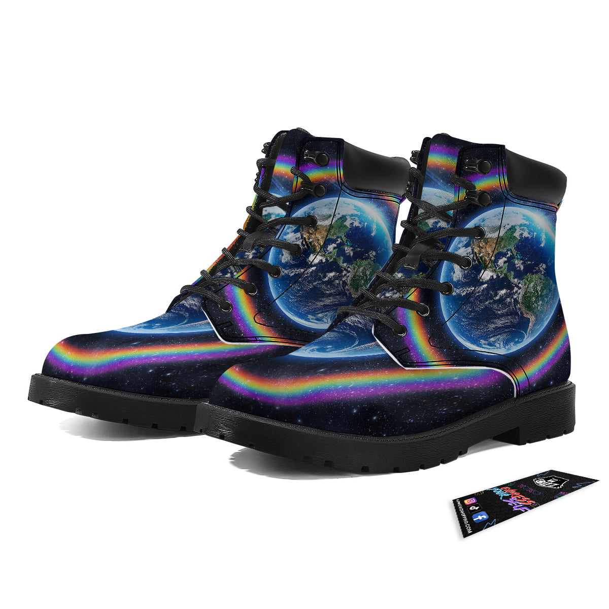 Rainbow The Earth Print Boots-grizzshop