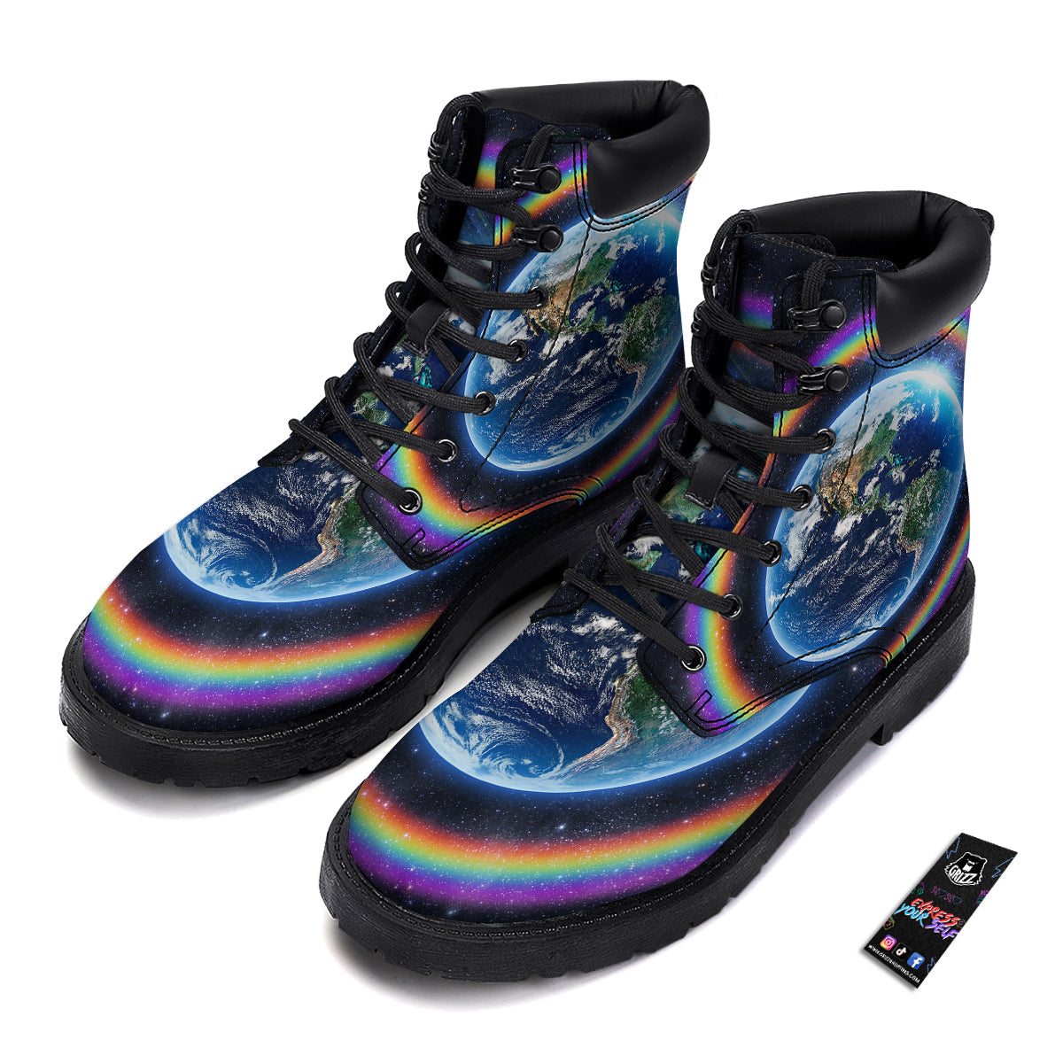 Rainbow The Earth Print Boots-grizzshop