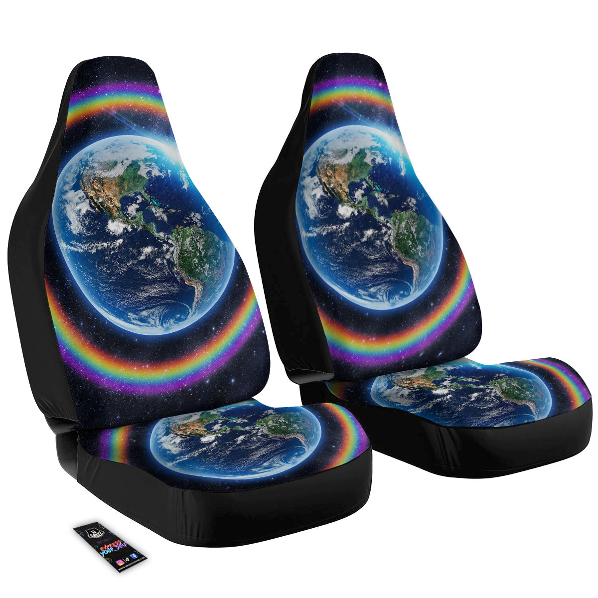 Rainbow The Earth Print Car Seat Covers-grizzshop