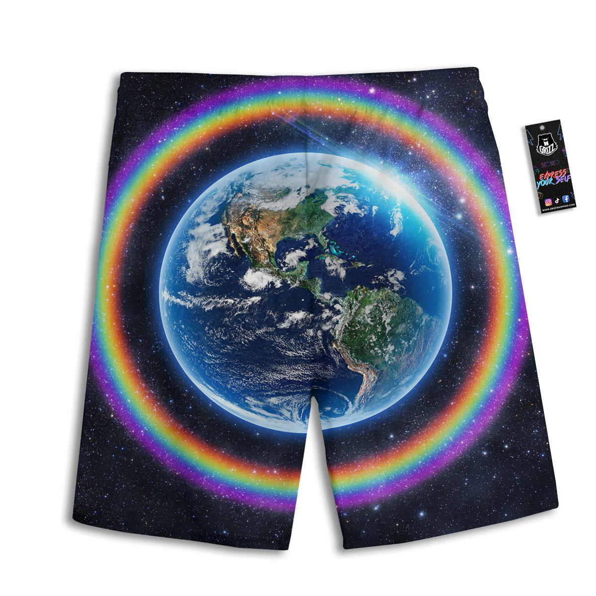 Rainbow The Earth Print Men's Athletic Shorts