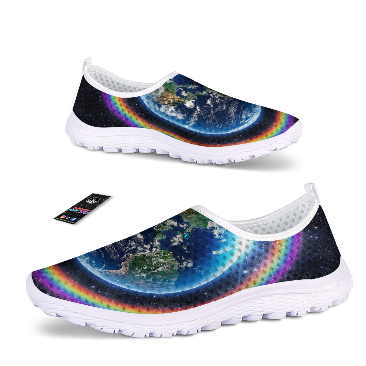 Rainbow The Earth Print Nurse Shoes-grizzshop
