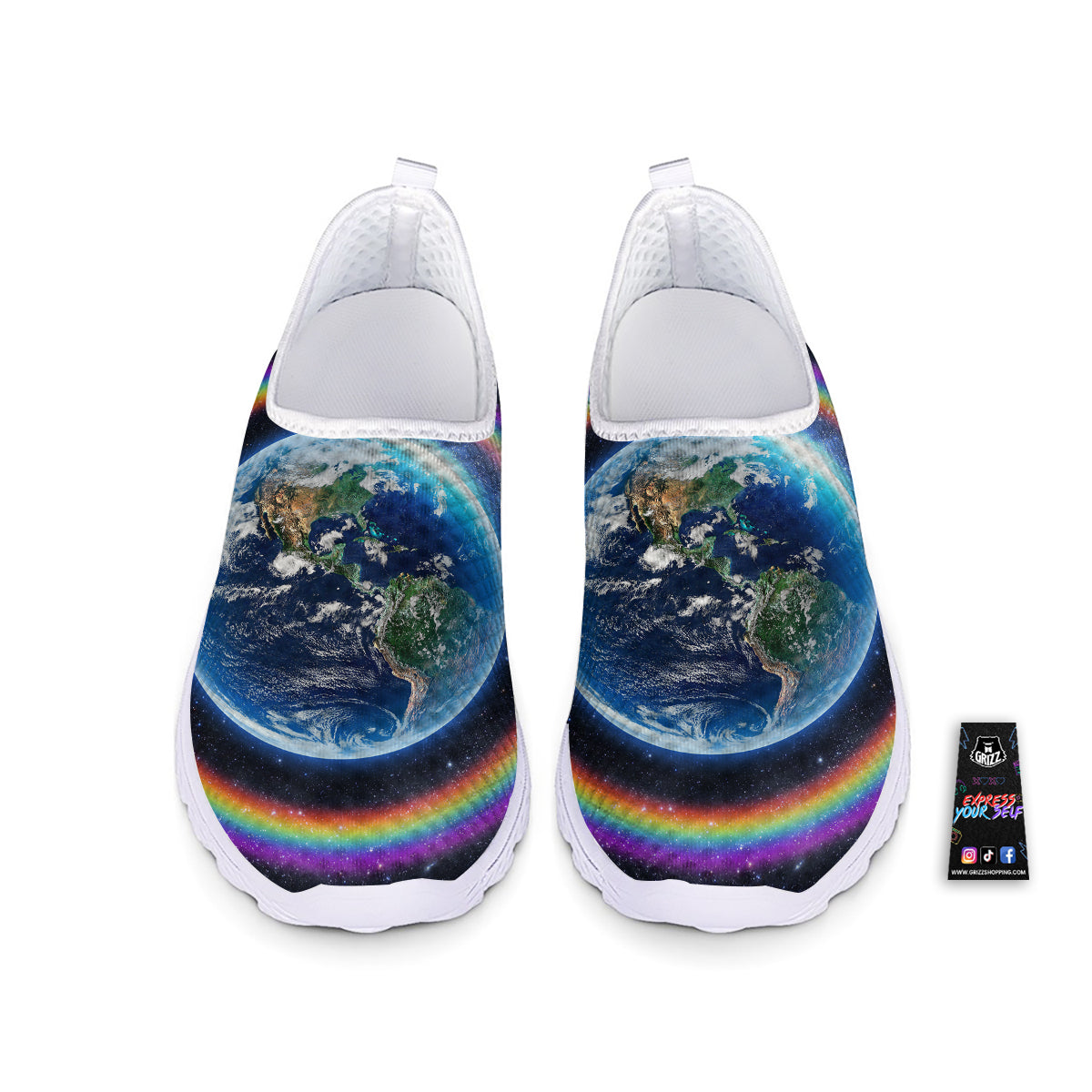 Rainbow The Earth Print Nurse Shoes-grizzshop