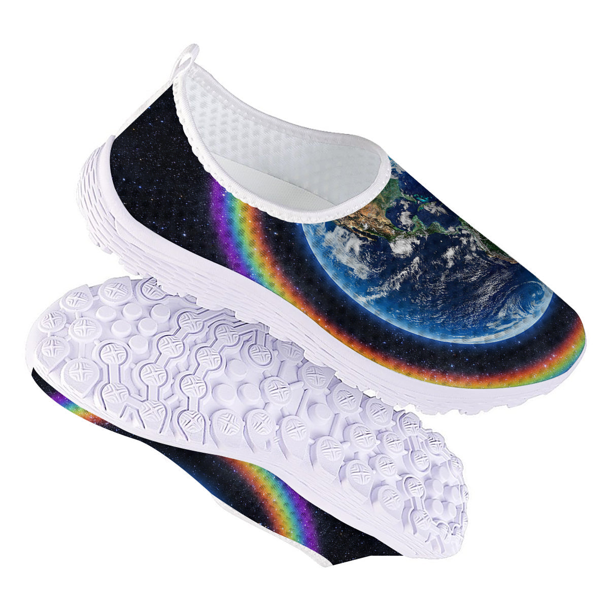 Rainbow The Earth Print Nurse Shoes-grizzshop