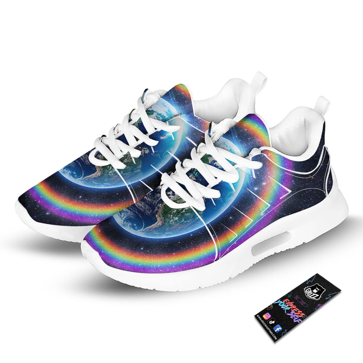 Rainbow The Earth Print Tennis Shoes-grizzshop