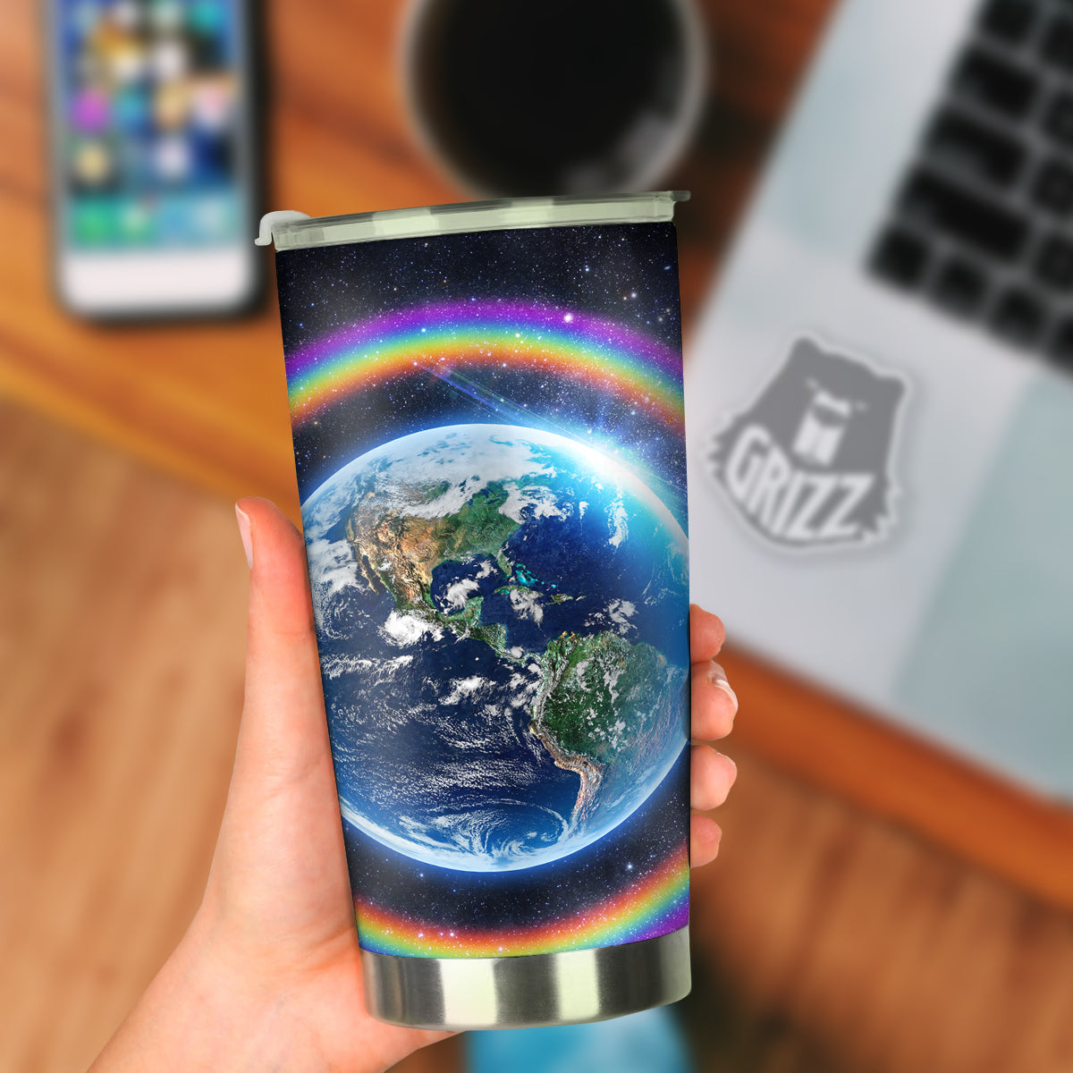 Rainbow The Earth Print Tumbler-grizzshop