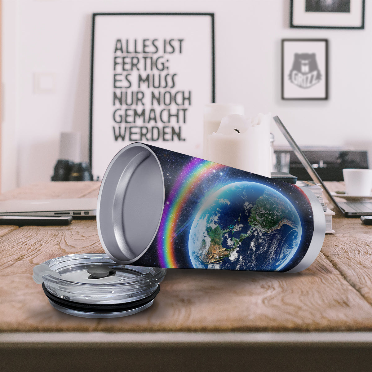 Rainbow The Earth Print Tumbler-grizzshop