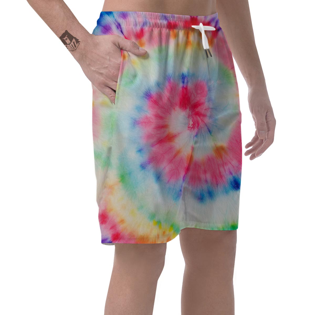 Rainbow Tie Dye Print Men's Shorts-grizzshop