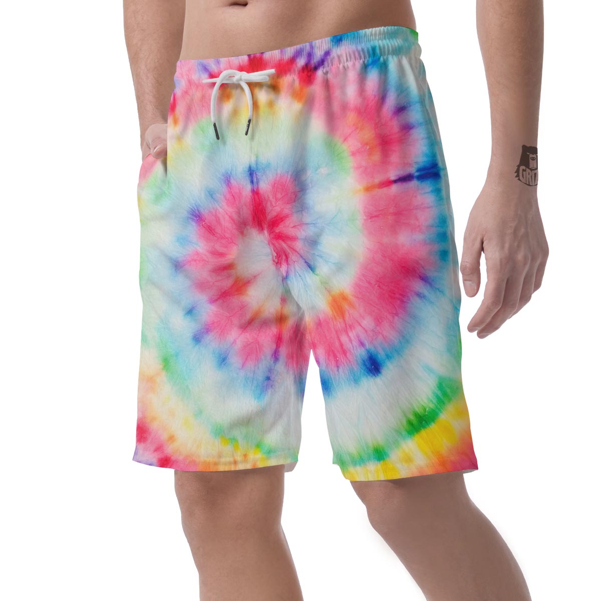 Rainbow Tie Dye Print Men's Shorts-grizzshop