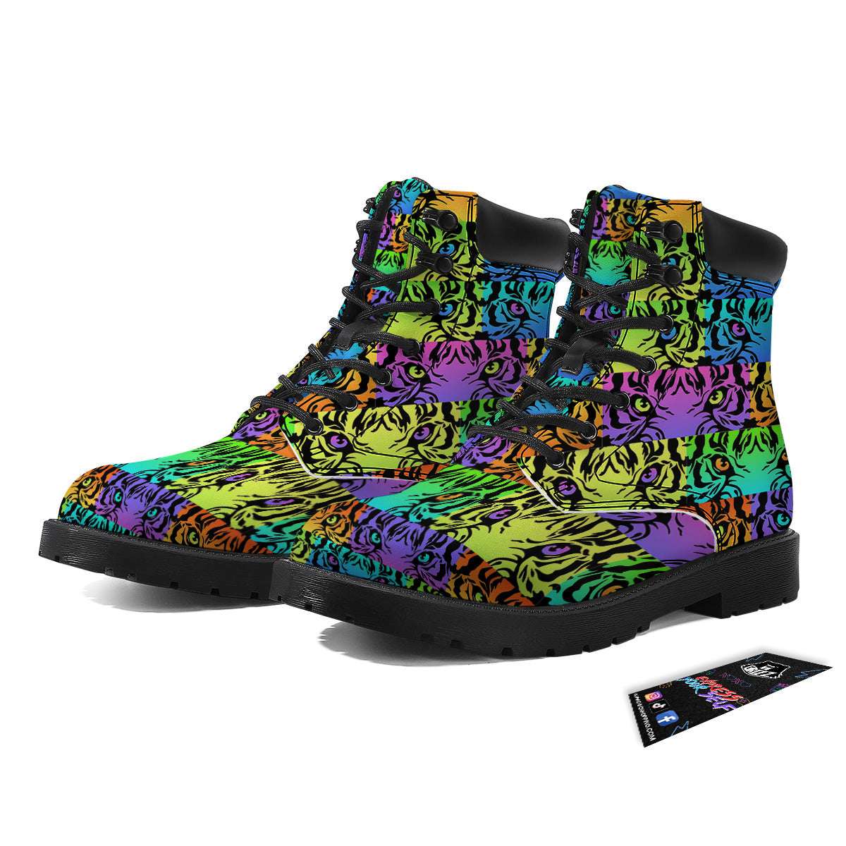 Rainbow Tiger Eyes Print Pattern Boots-grizzshop