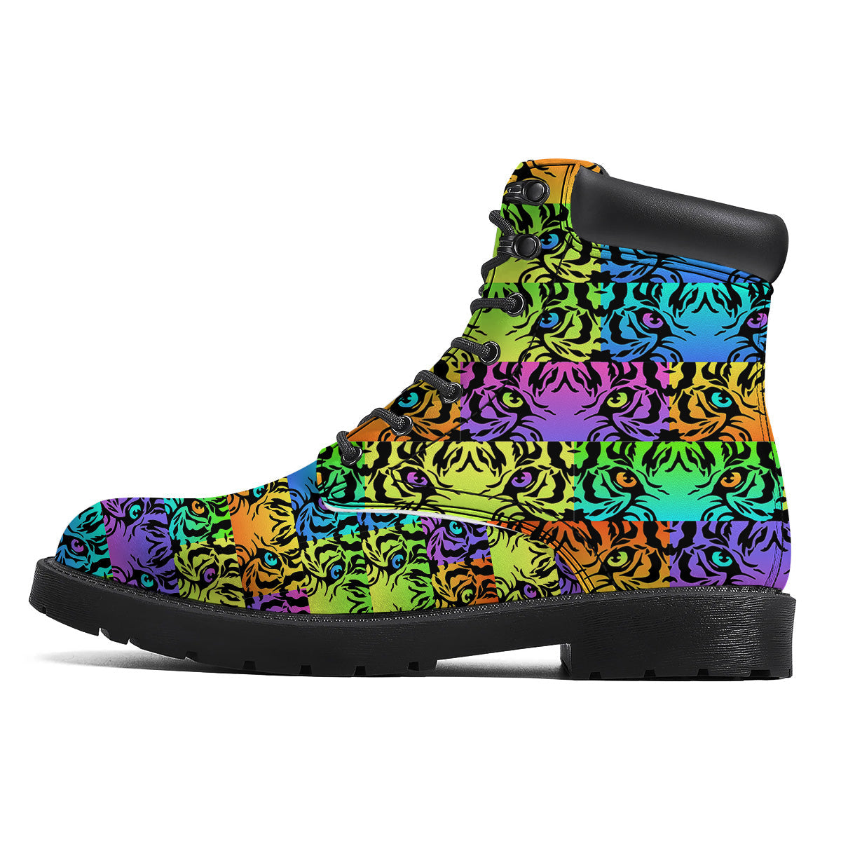 Rainbow Tiger Eyes Print Pattern Boots-grizzshop