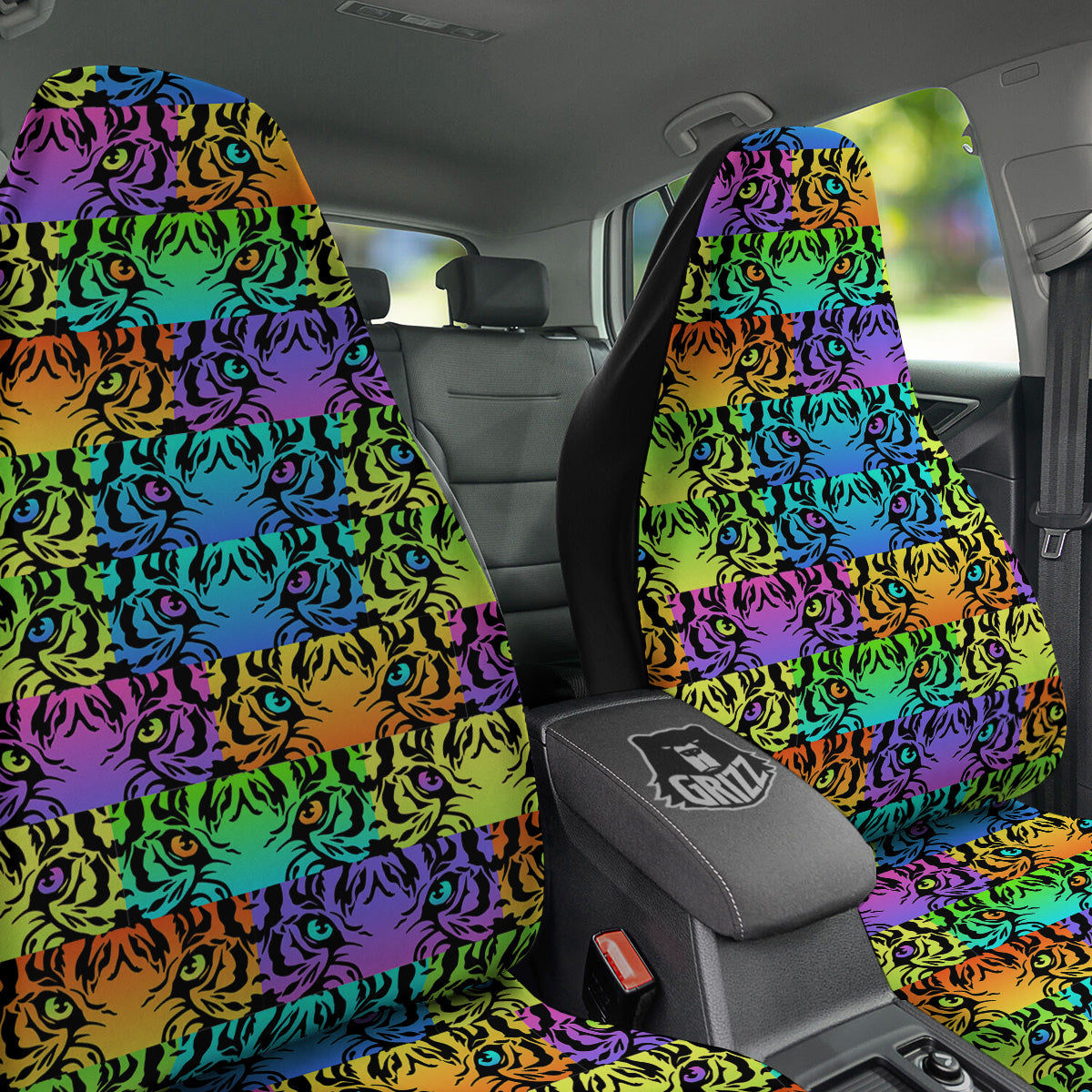 Rainbow Tiger Eyes Print Pattern Car Seat Covers-grizzshop