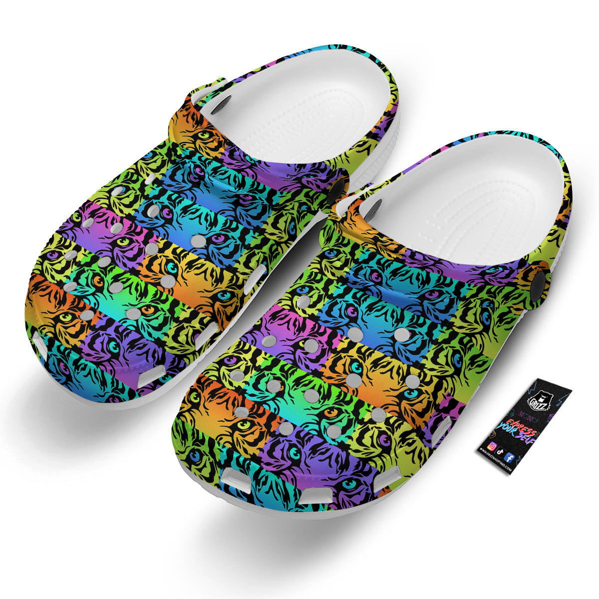 Rainbow Tiger Eyes Print Pattern Clog-grizzshop