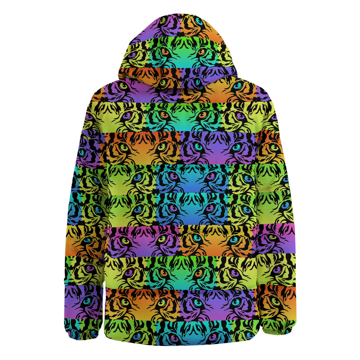 Rainbow Tiger Eyes Print Pattern Down Jacket-grizzshop