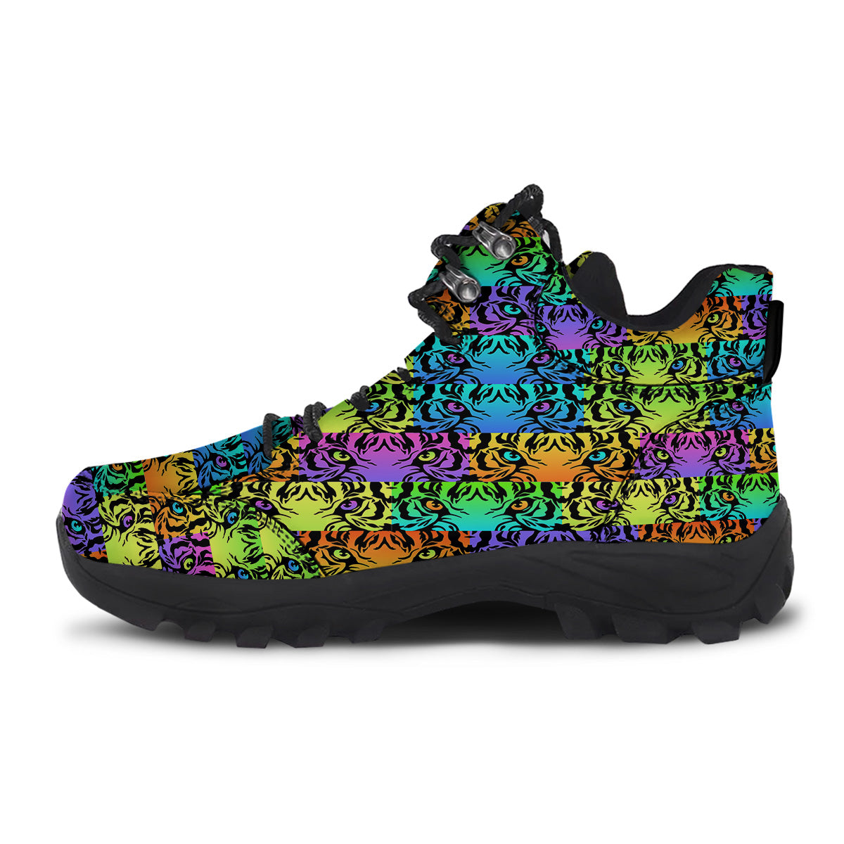 Rainbow Tiger Eyes Print Pattern Hiking Shoes-grizzshop