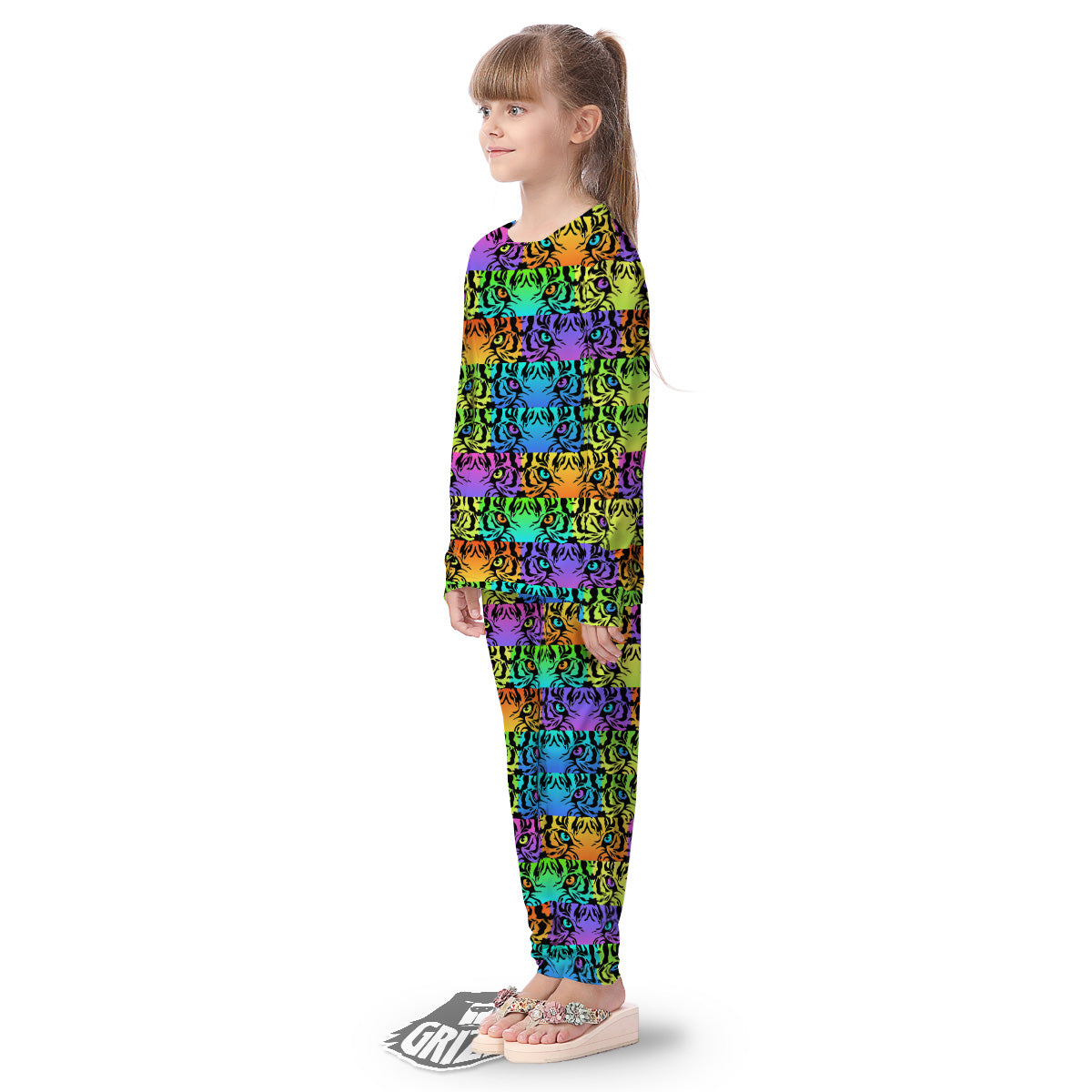 Rainbow Tiger Eyes Print Pattern Kid's Pajamas-grizzshop