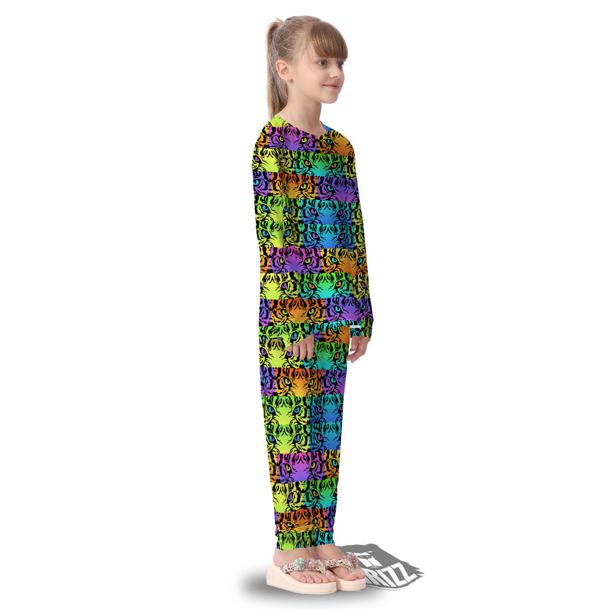 Rainbow Tiger Eyes Print Pattern Kid's Pajamas-grizzshop