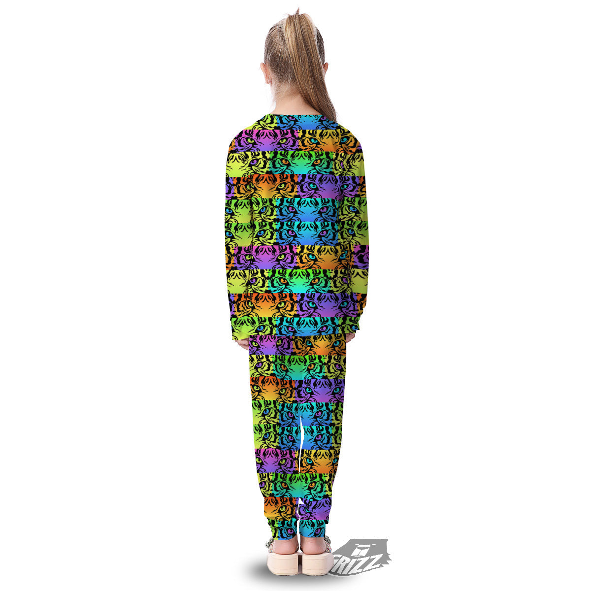 Rainbow Tiger Eyes Print Pattern Kid's Pajamas-grizzshop