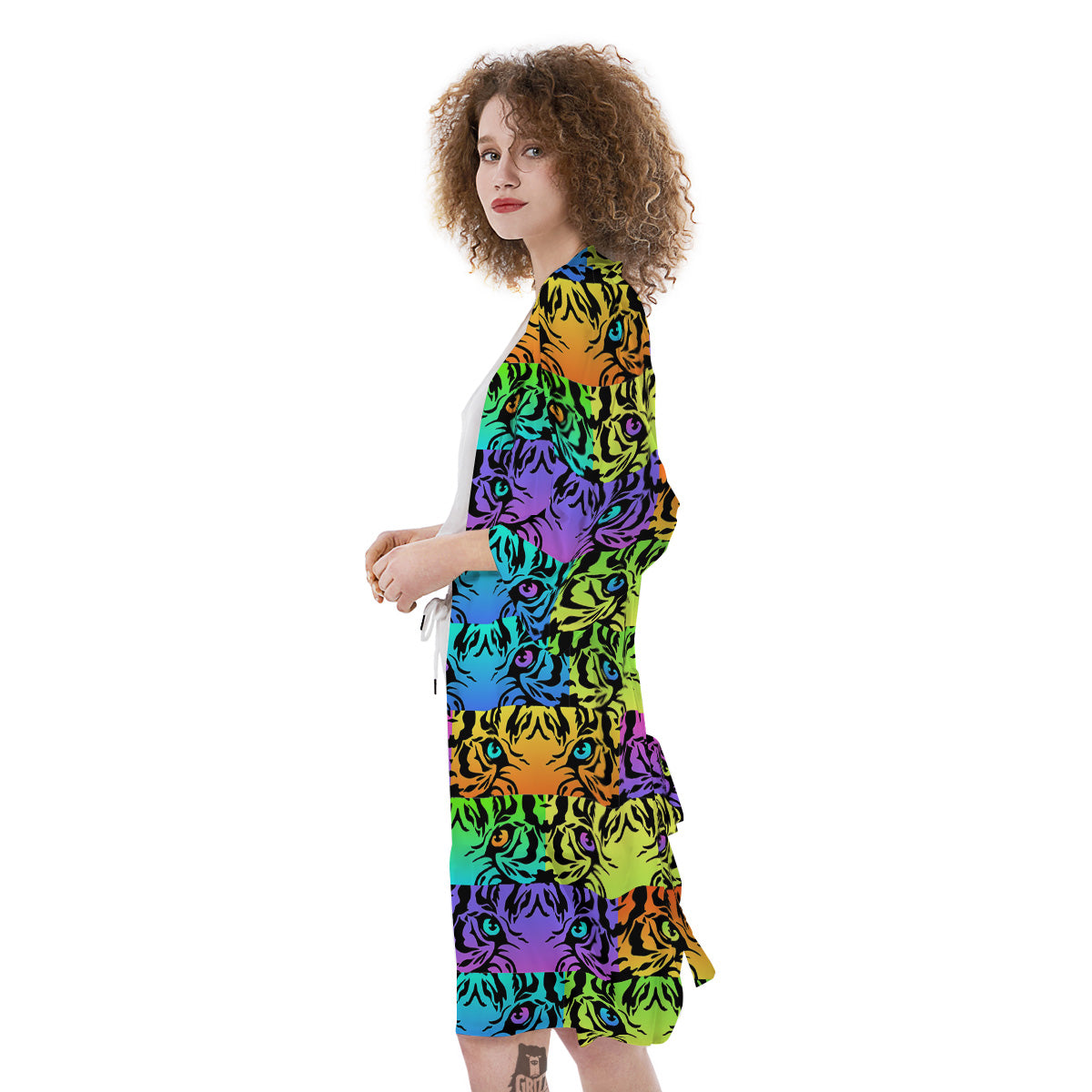 Rainbow Tiger Eyes Print Pattern Kimono-grizzshop
