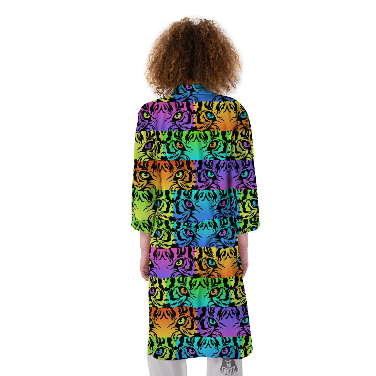 Rainbow Tiger Eyes Print Pattern Kimono-grizzshop