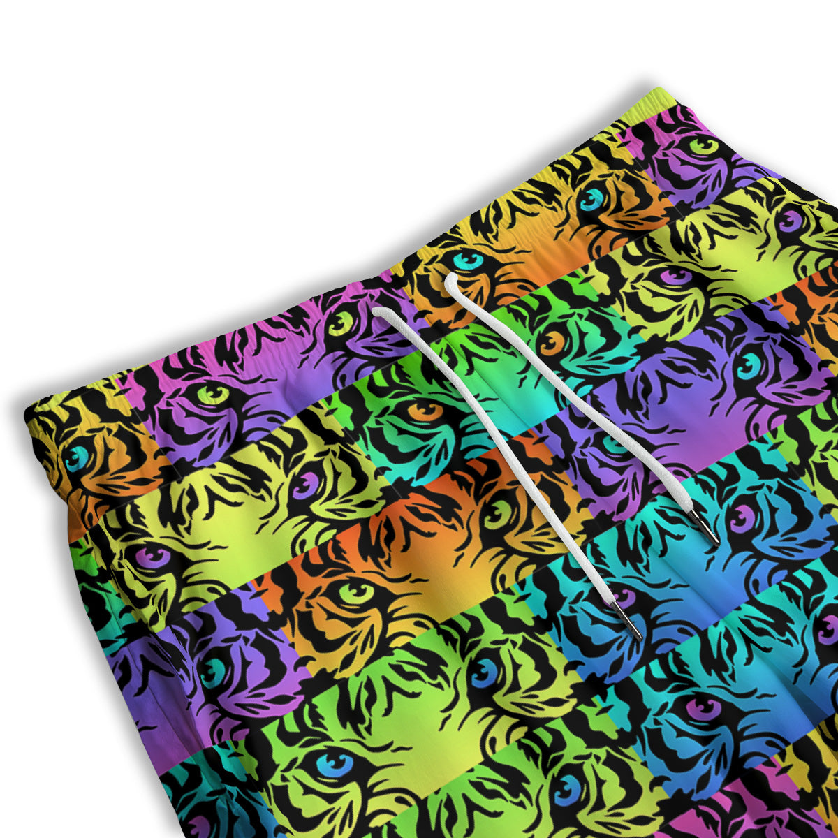 Rainbow Tiger Eyes Print Pattern Men's Athletic Shorts
