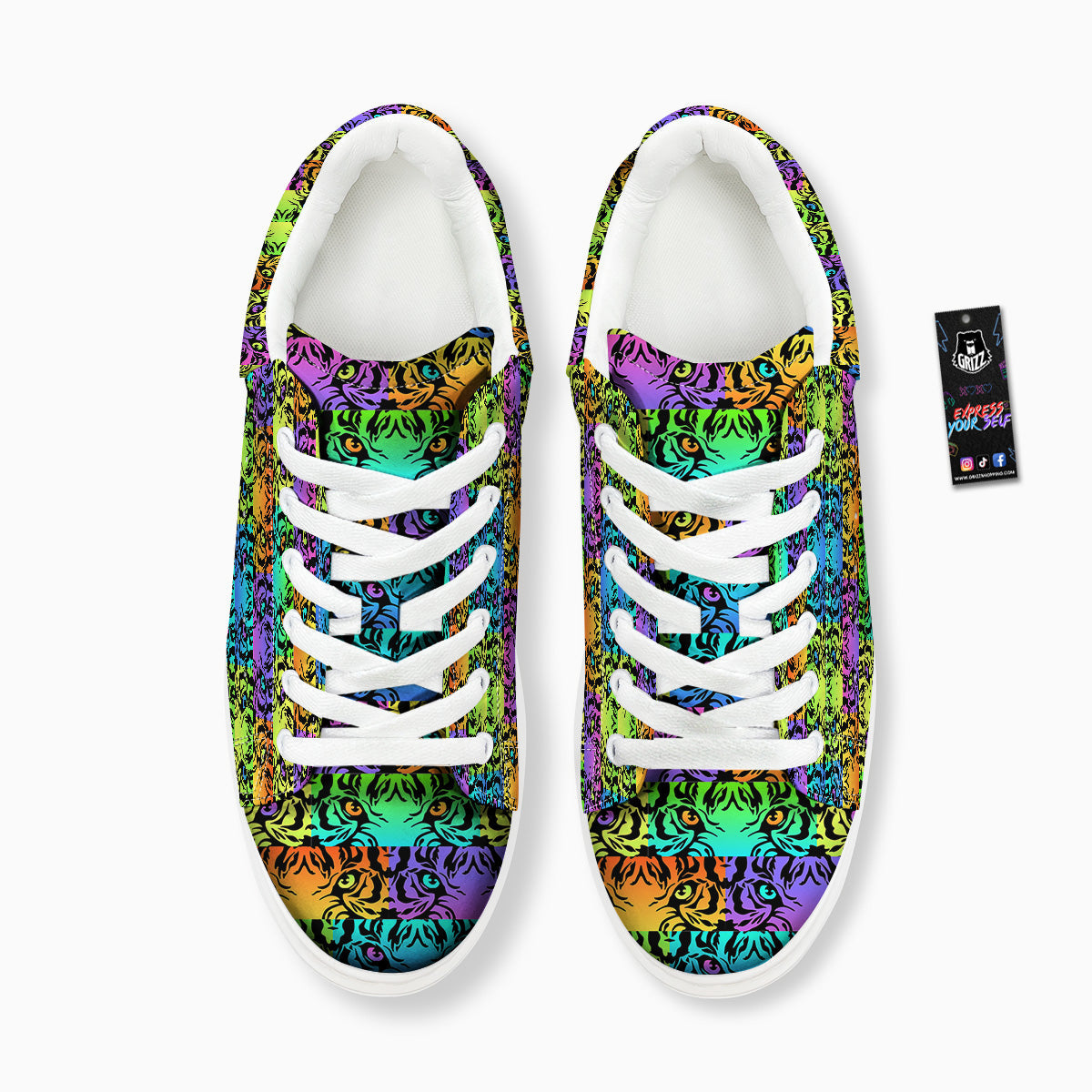 Rainbow Tiger Eyes Print Pattern Platform Shoes-grizzshop