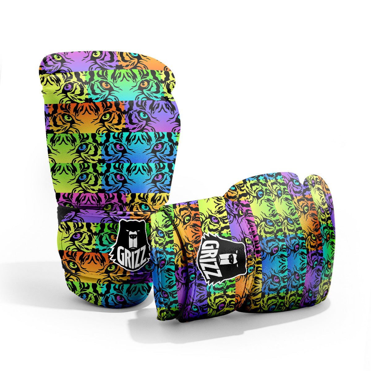 Rainbow Tiger Eyes Print Pattern Pro Boxing Glove