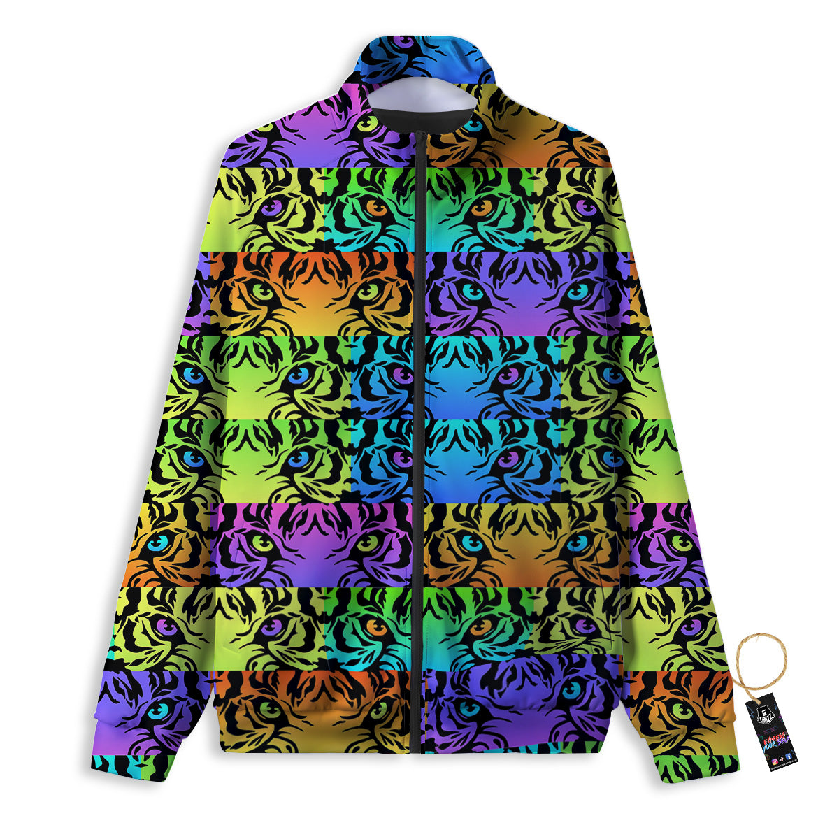 Rainbow Tiger Eyes Print Pattern Track Jacket-grizzshop