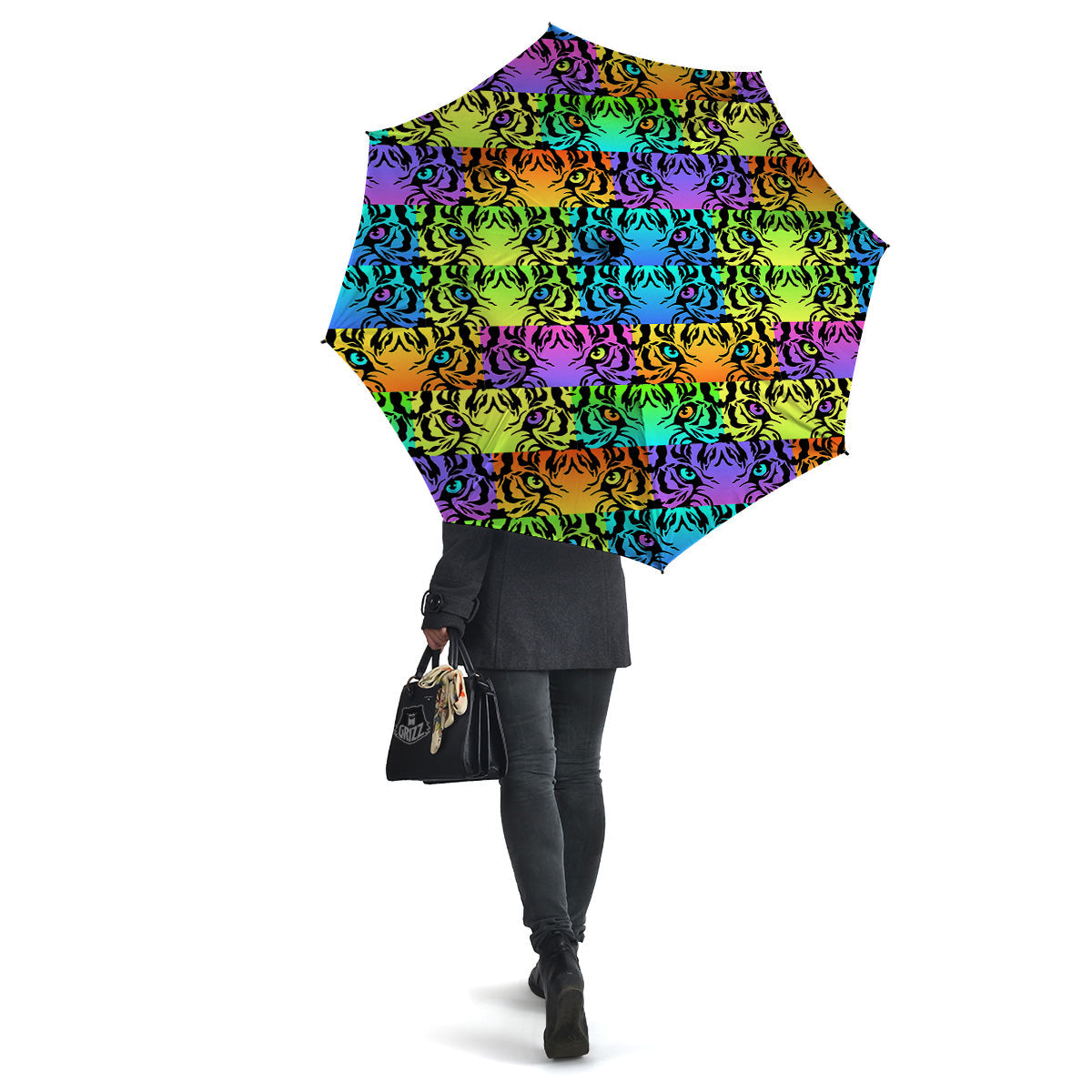 Rainbow Tiger Eyes Print Pattern Umbrella-grizzshop
