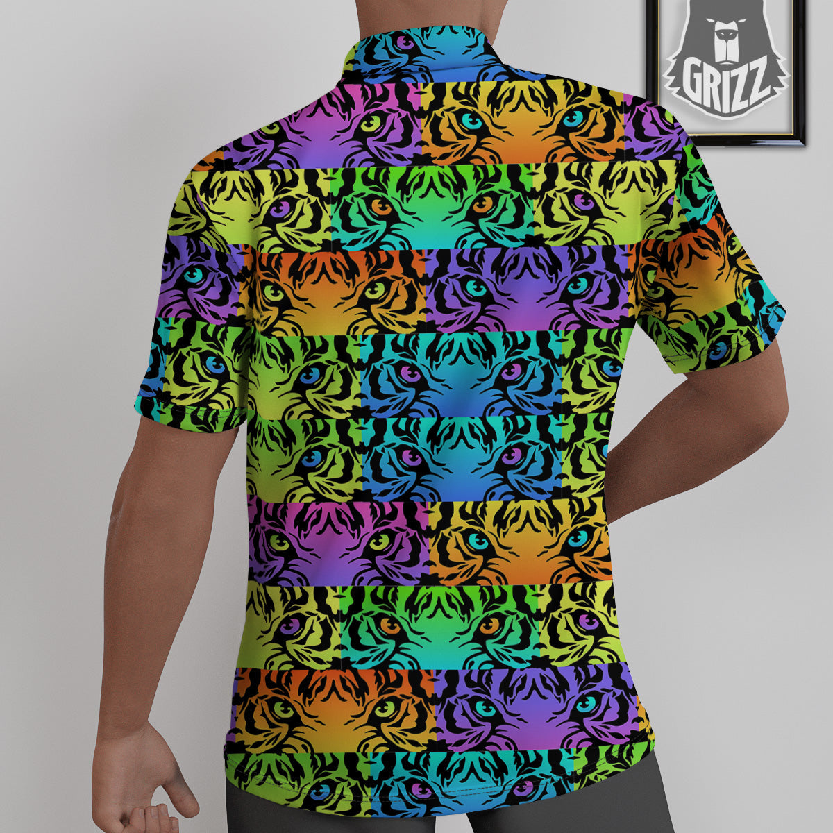 Rainbow Tiger Eyes Print Pattern Untucked Shirts-grizzshop