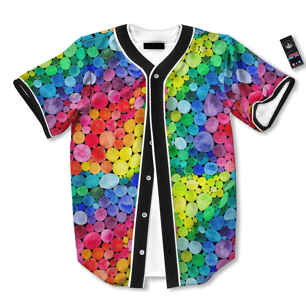 Rainbow Watercolor Print Pattern Baseball Jersey-grizzshop