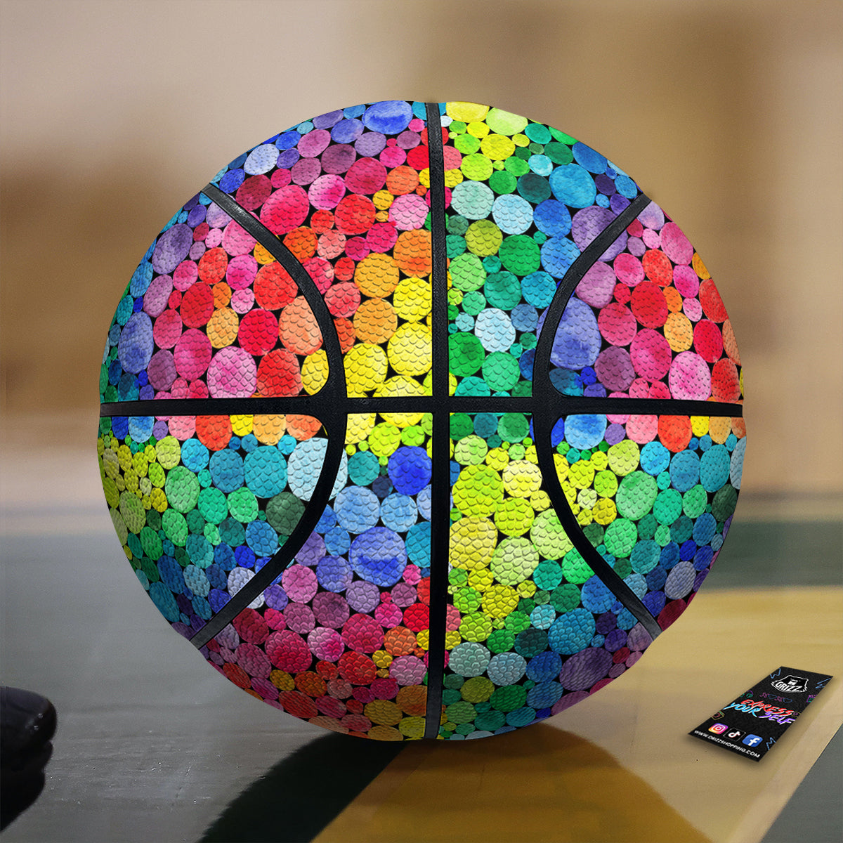 Rainbow Watercolor Print Pattern Basketball