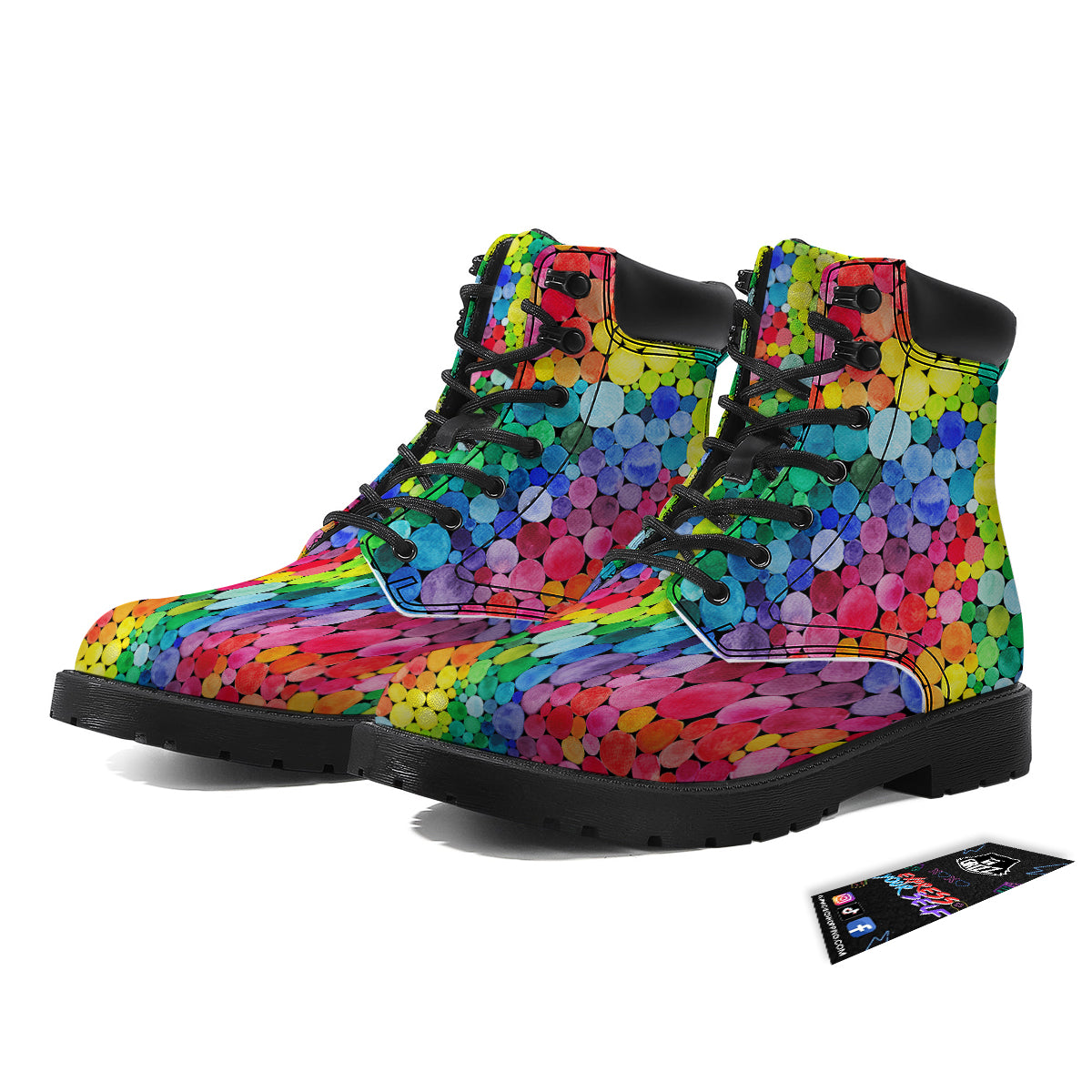 Rainbow Watercolor Print Pattern Boots-grizzshop
