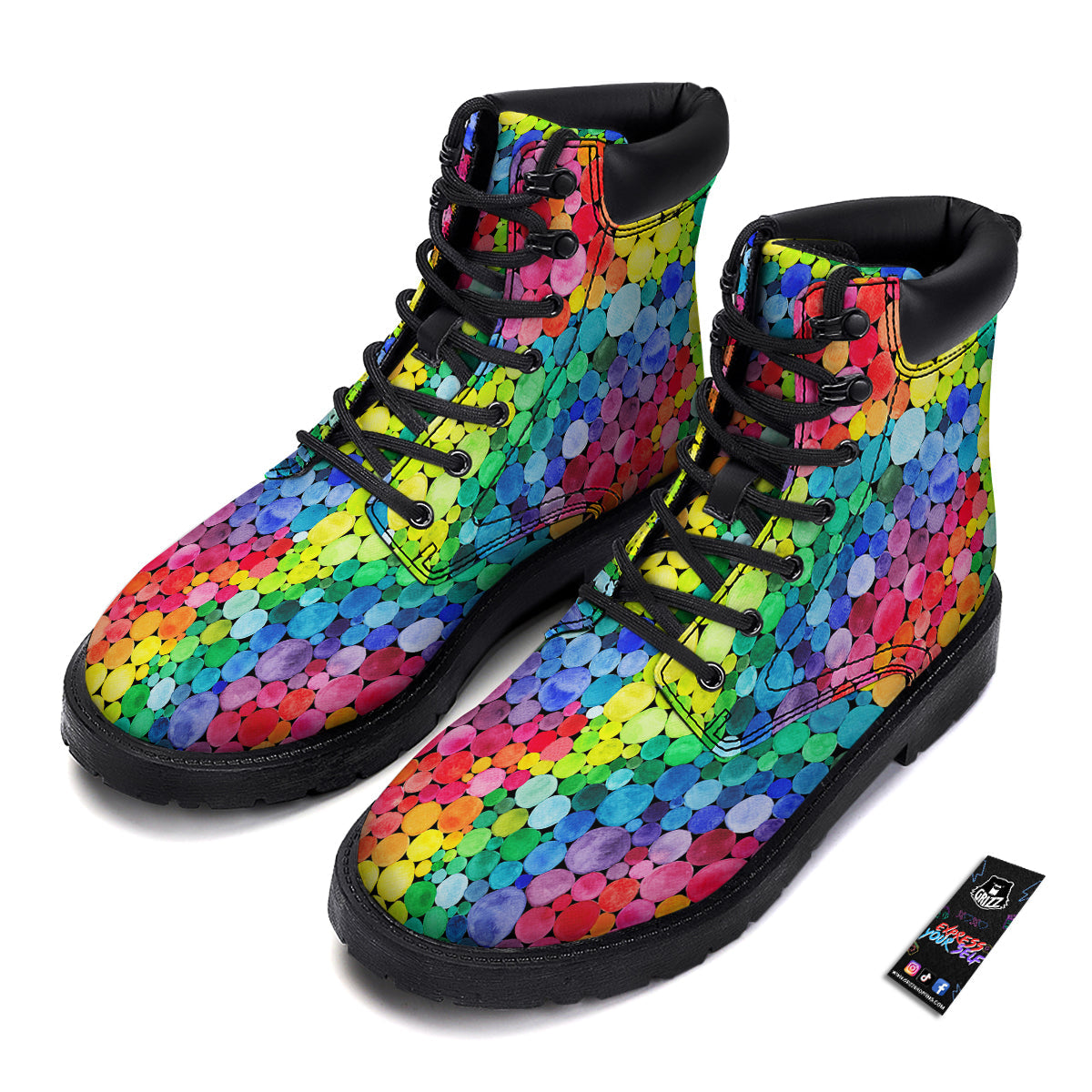 Rainbow Watercolor Print Pattern Boots-grizzshop