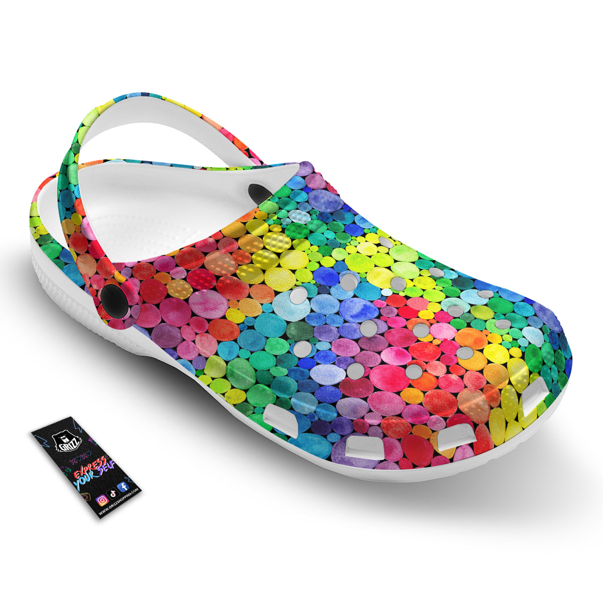 Rainbow Watercolor Print Pattern Clog-grizzshop