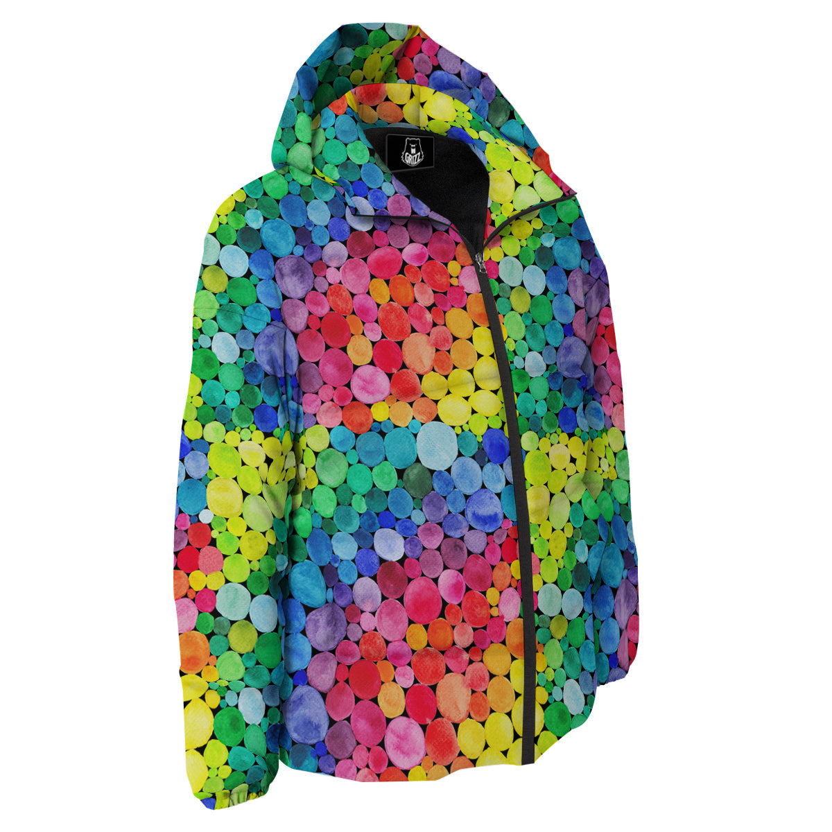 Rainbow Watercolor Print Pattern Down Jacket-grizzshop
