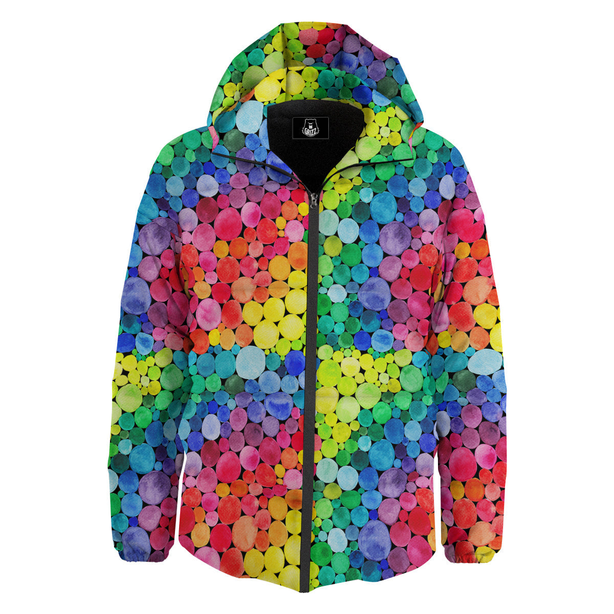 Rainbow Watercolor Print Pattern Down Jacket-grizzshop
