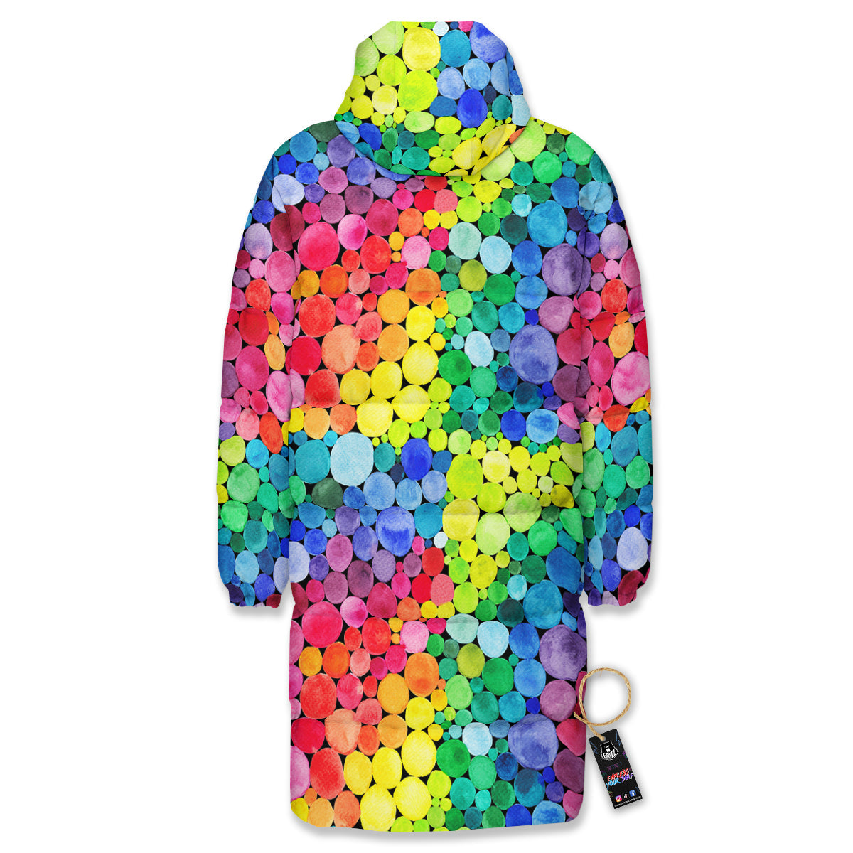 Rainbow Watercolor Print Pattern Long Down Jacket-grizzshop