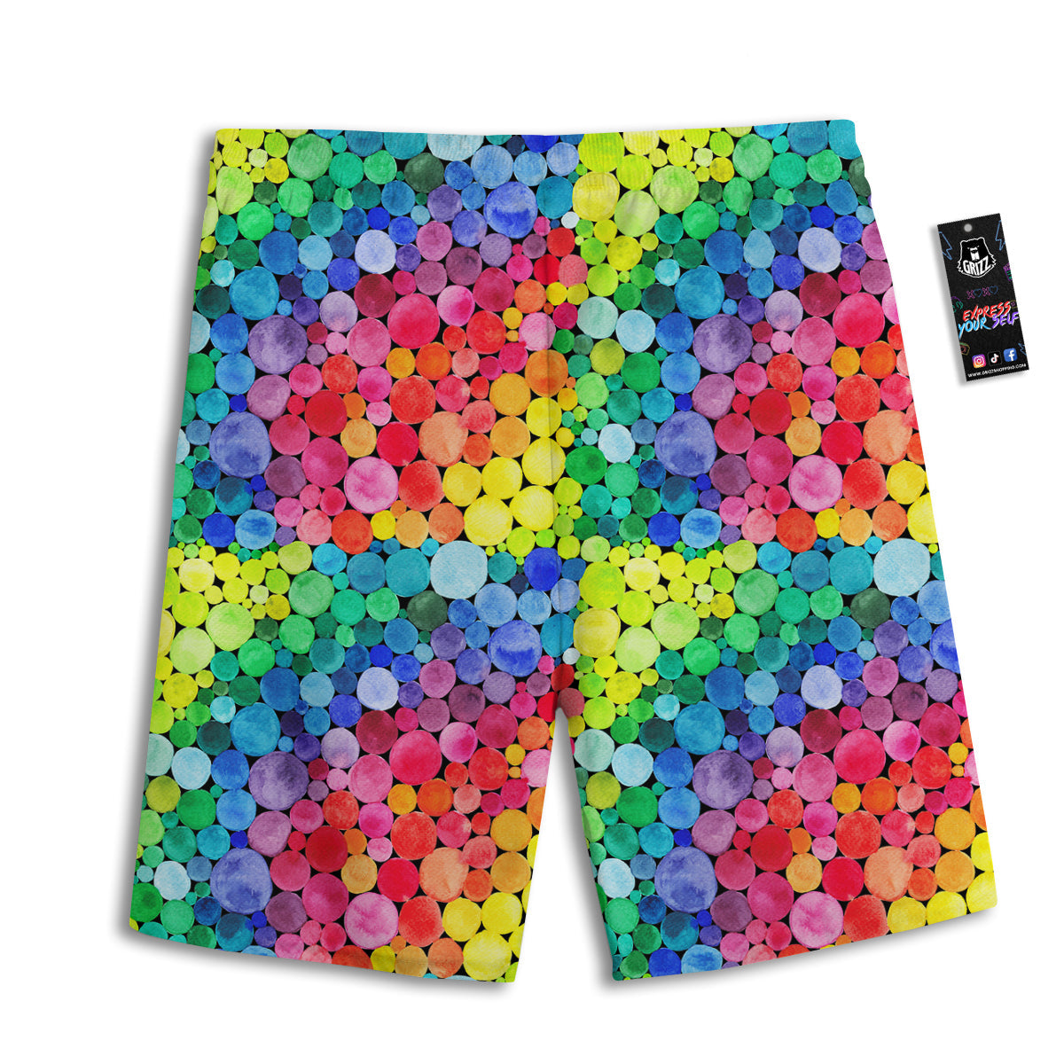 Rainbow Watercolor Print Pattern Men's Athletic Shorts