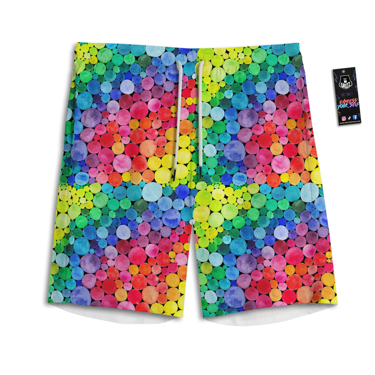 Rainbow Watercolor Print Pattern Men's Athletic Shorts