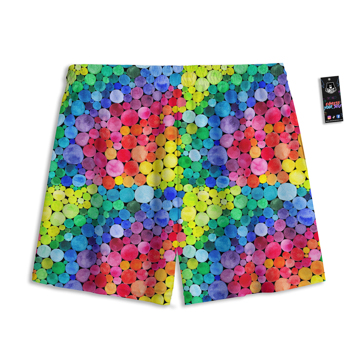 Rainbow Watercolor Print Pattern Mesh Shorts
