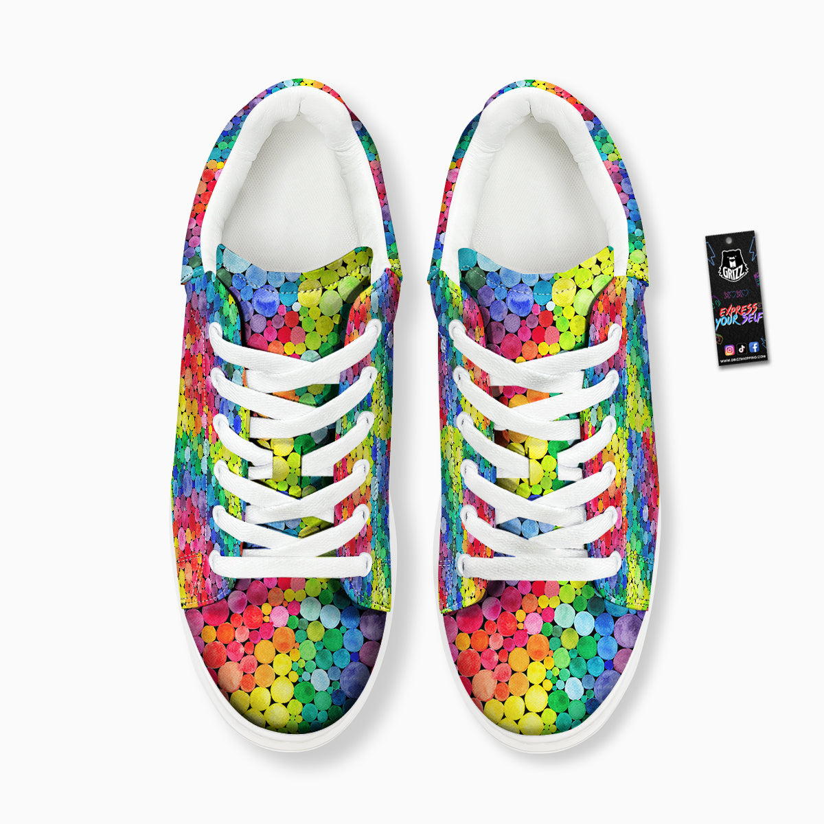 Rainbow Watercolor Print Pattern Platform Shoes-grizzshop