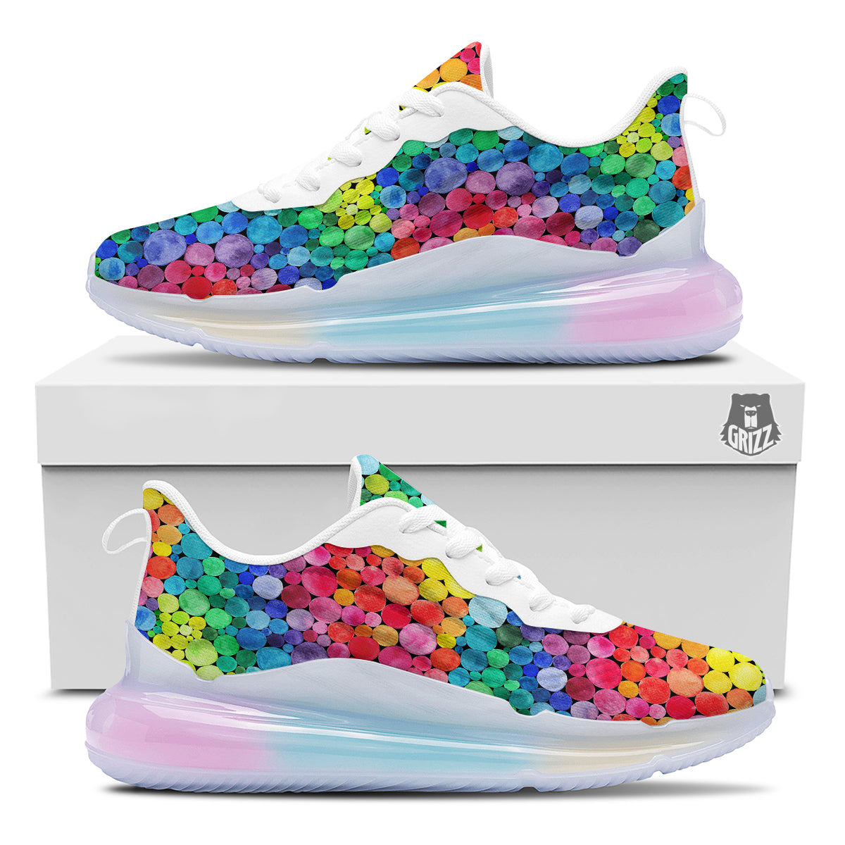 Rainbow Watercolor Print Pattern Running Sneakers-grizzshop