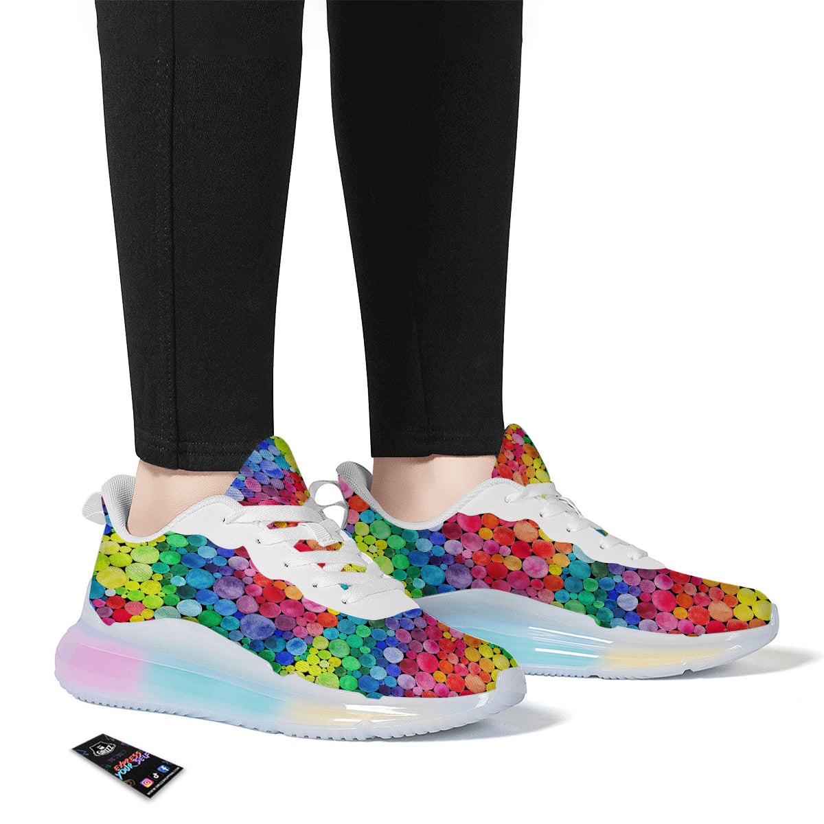 Rainbow Watercolor Print Pattern Running Sneakers-grizzshop