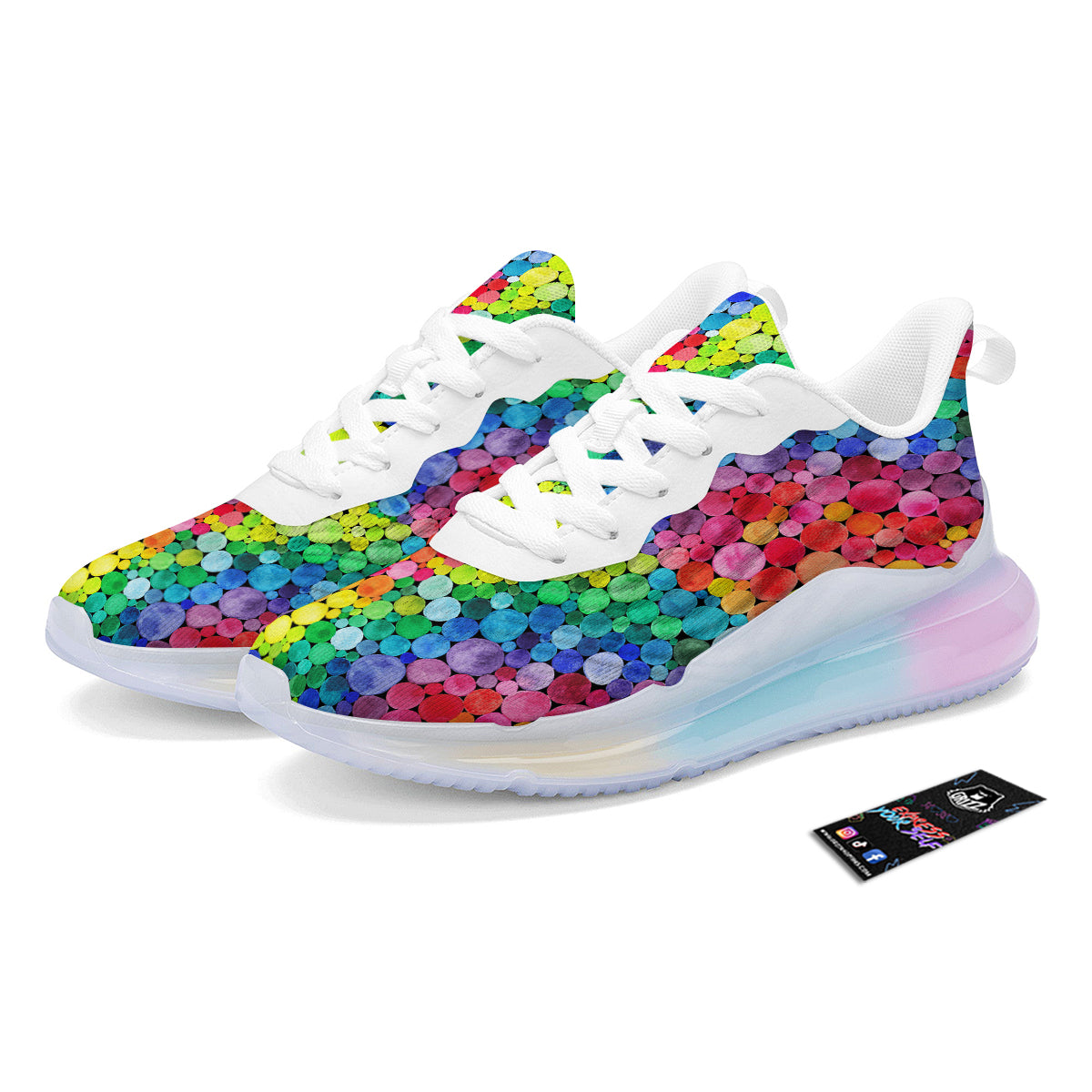 Rainbow Watercolor Print Pattern Running Sneakers-grizzshop