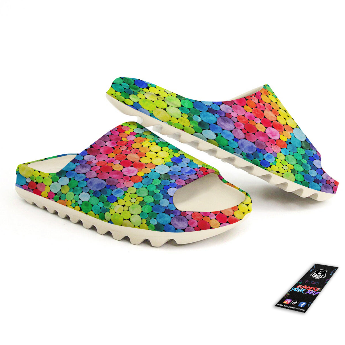 Rainbow Watercolor Print Pattern Sandals-grizzshop