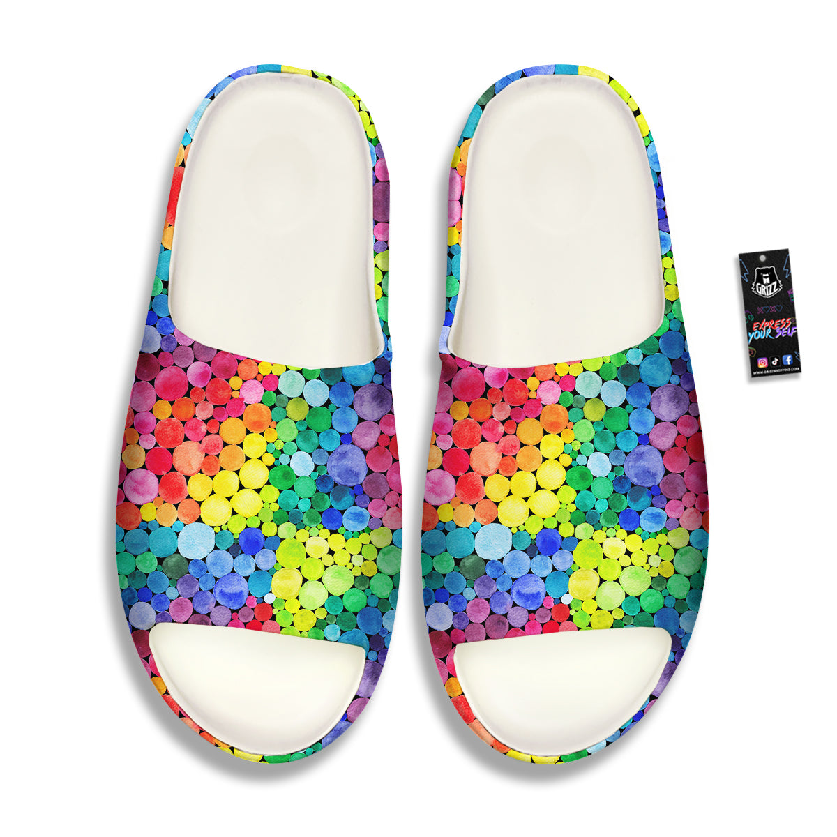 Rainbow Watercolor Print Pattern Sandals-grizzshop