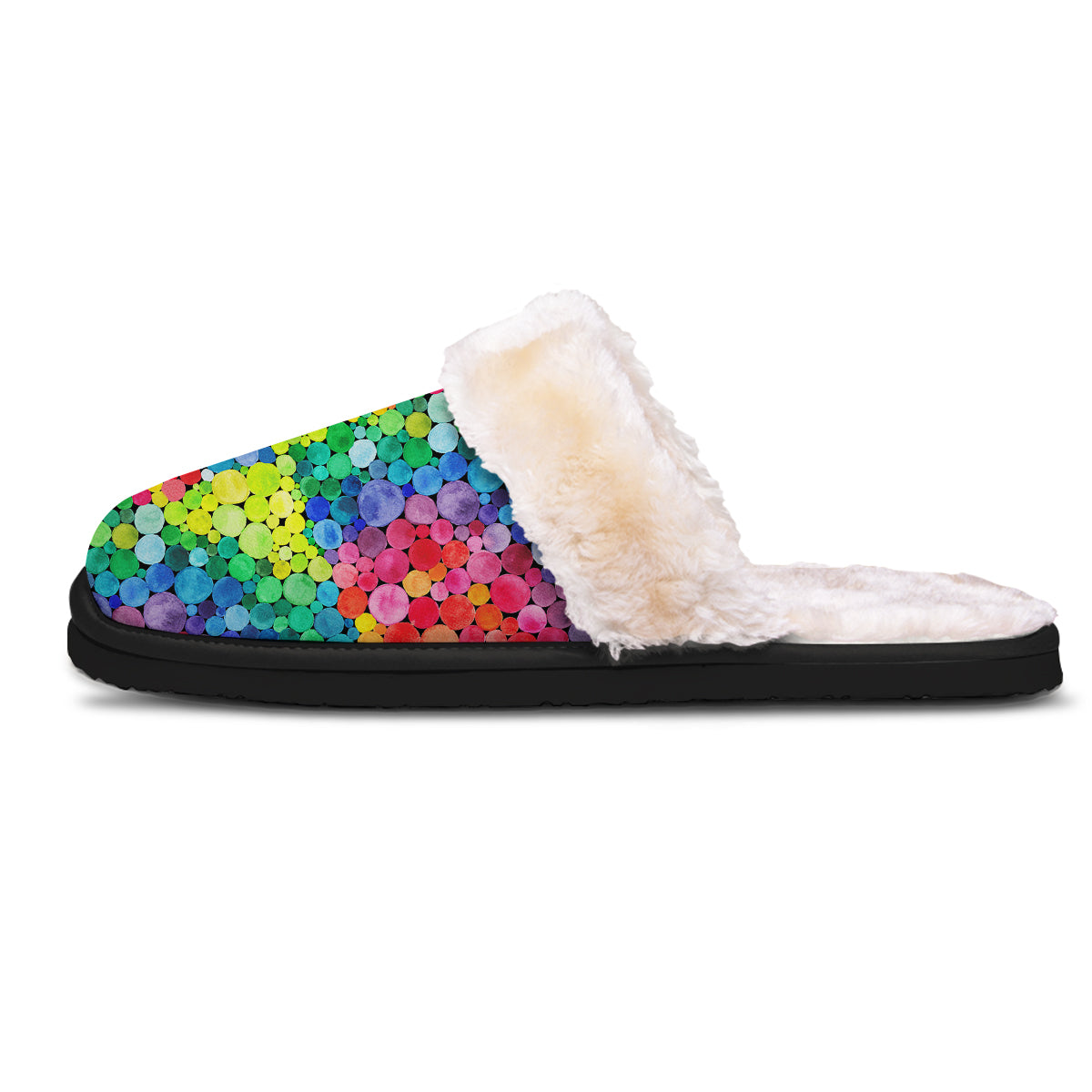 Rainbow Watercolor Print Pattern Slippers-grizzshop