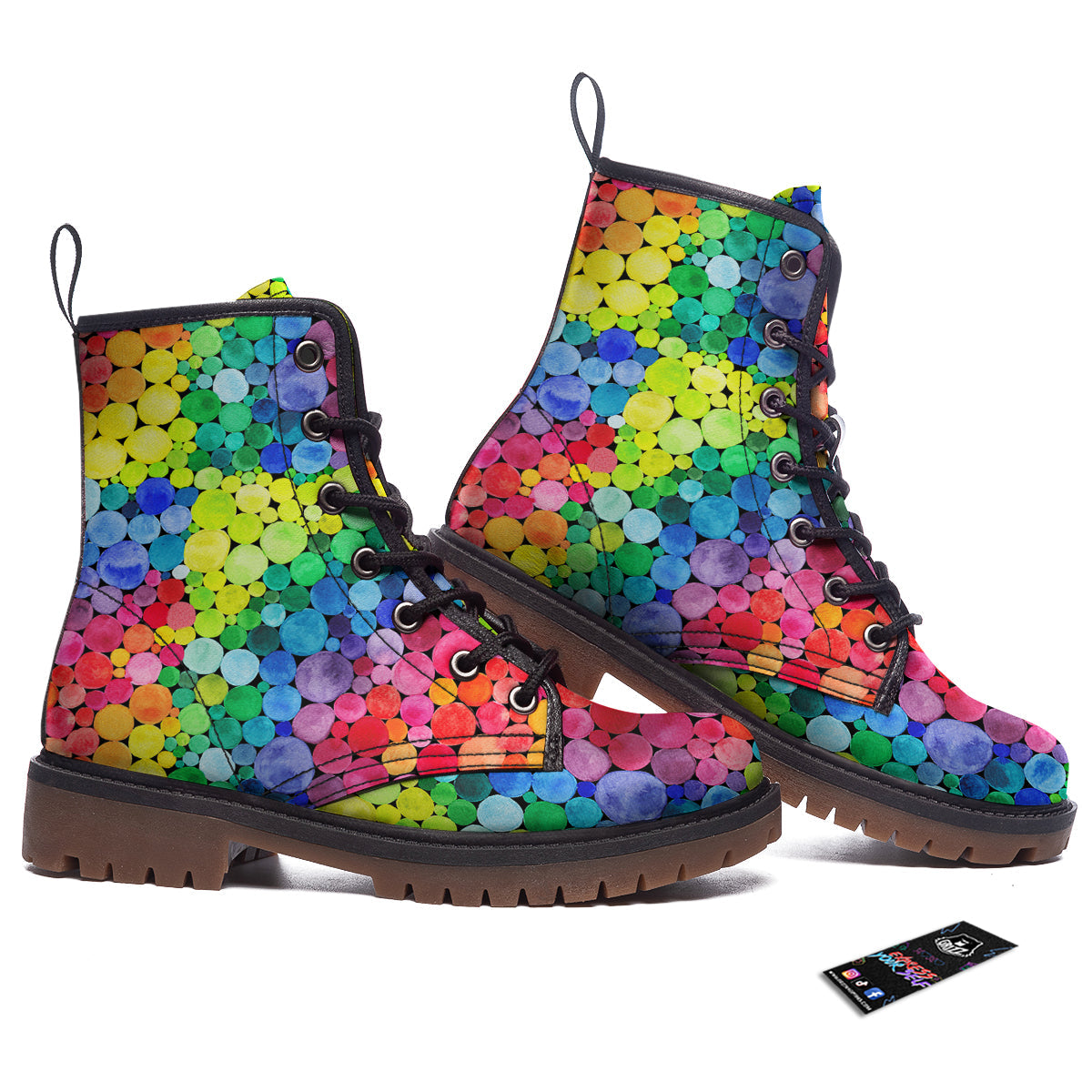 Rainbow Watercolor Print Pattern Work Boots-grizzshop