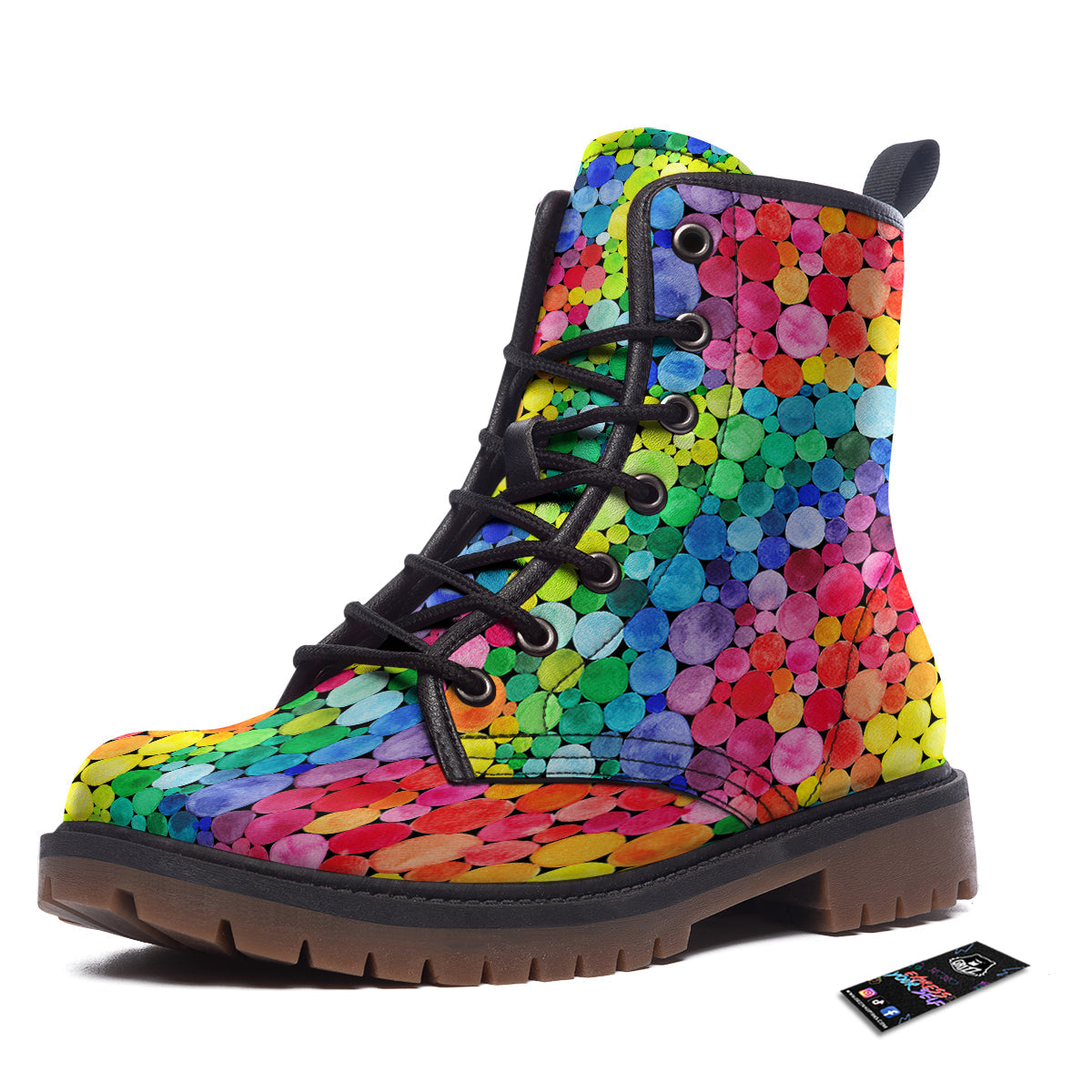 Rainbow Watercolor Print Pattern Work Boots-grizzshop